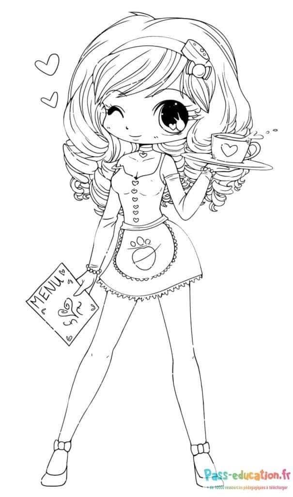 Coloriage Serveuse mignonne à imprimer et colorier