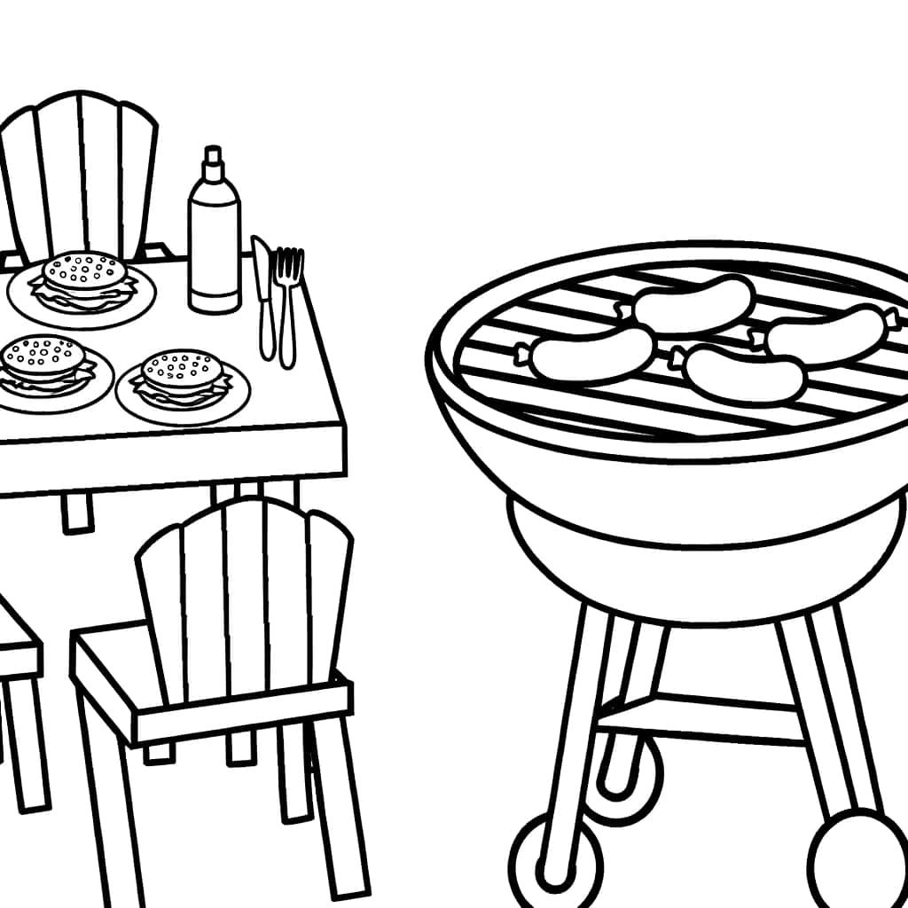 Coloriage Scène de barbecue à imprimer et colorier