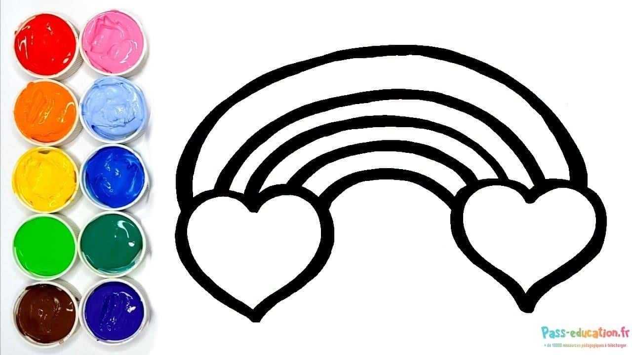 Coloriage Arc-en-ciel d'amour à imprimer et colorier