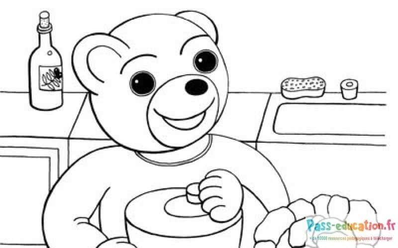 Coloriage Ours à table à imprimer et colorier