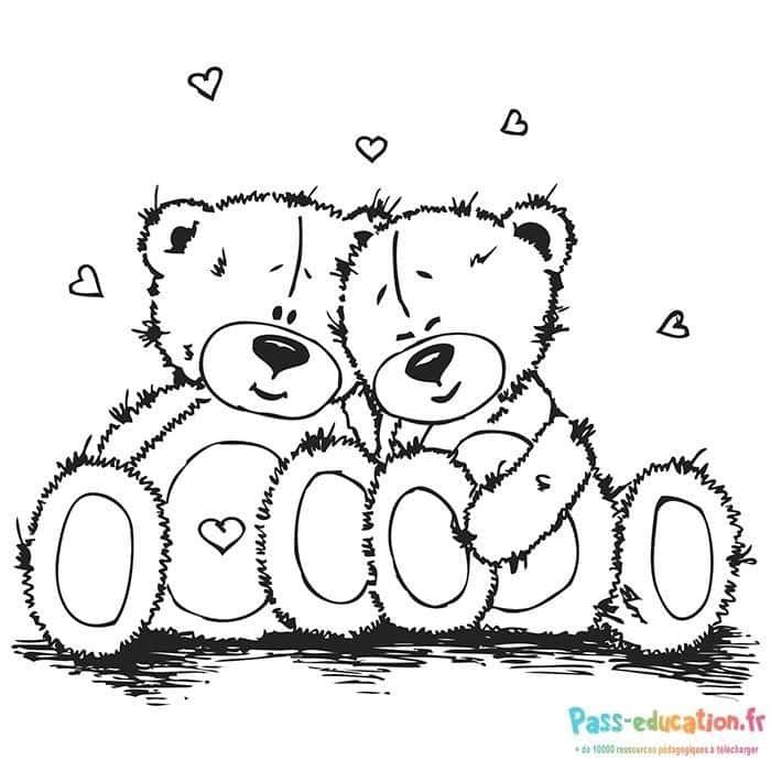 Coloriage Amis ours câlins à imprimer et colorier