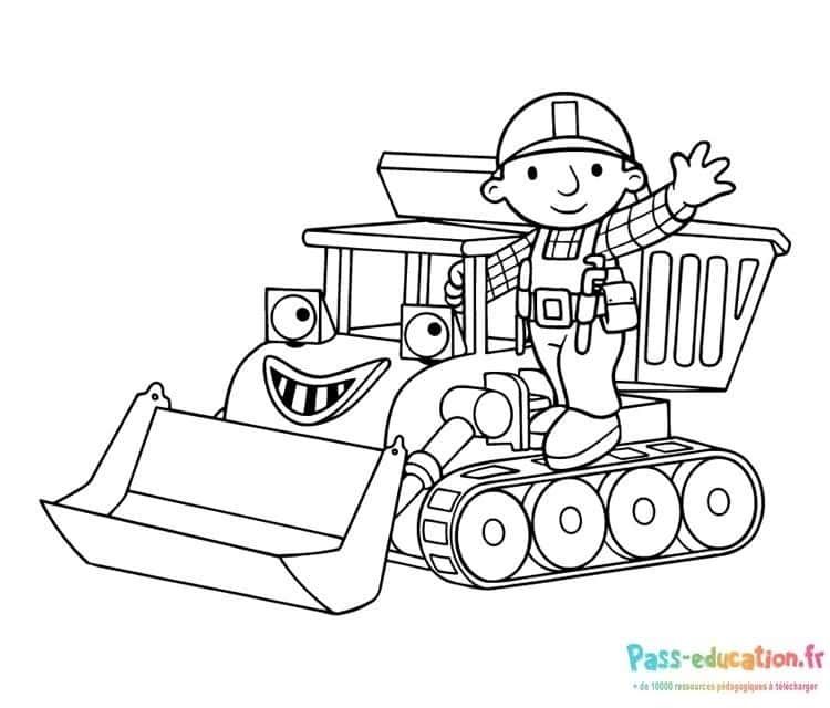Coloriage Excavatrice souriante à imprimer et colorier