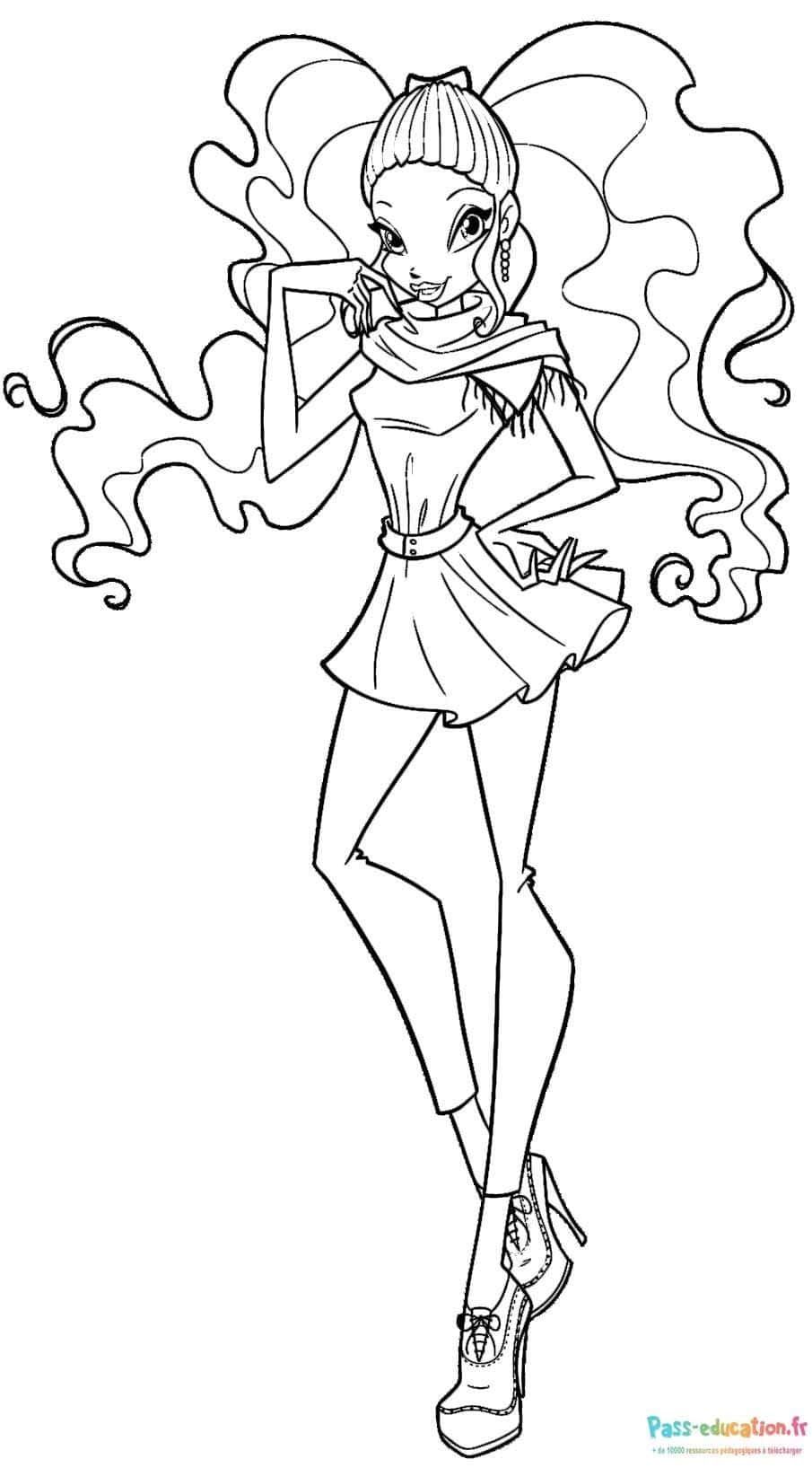 Coloriage Fée Winx élégante à imprimer et colorier