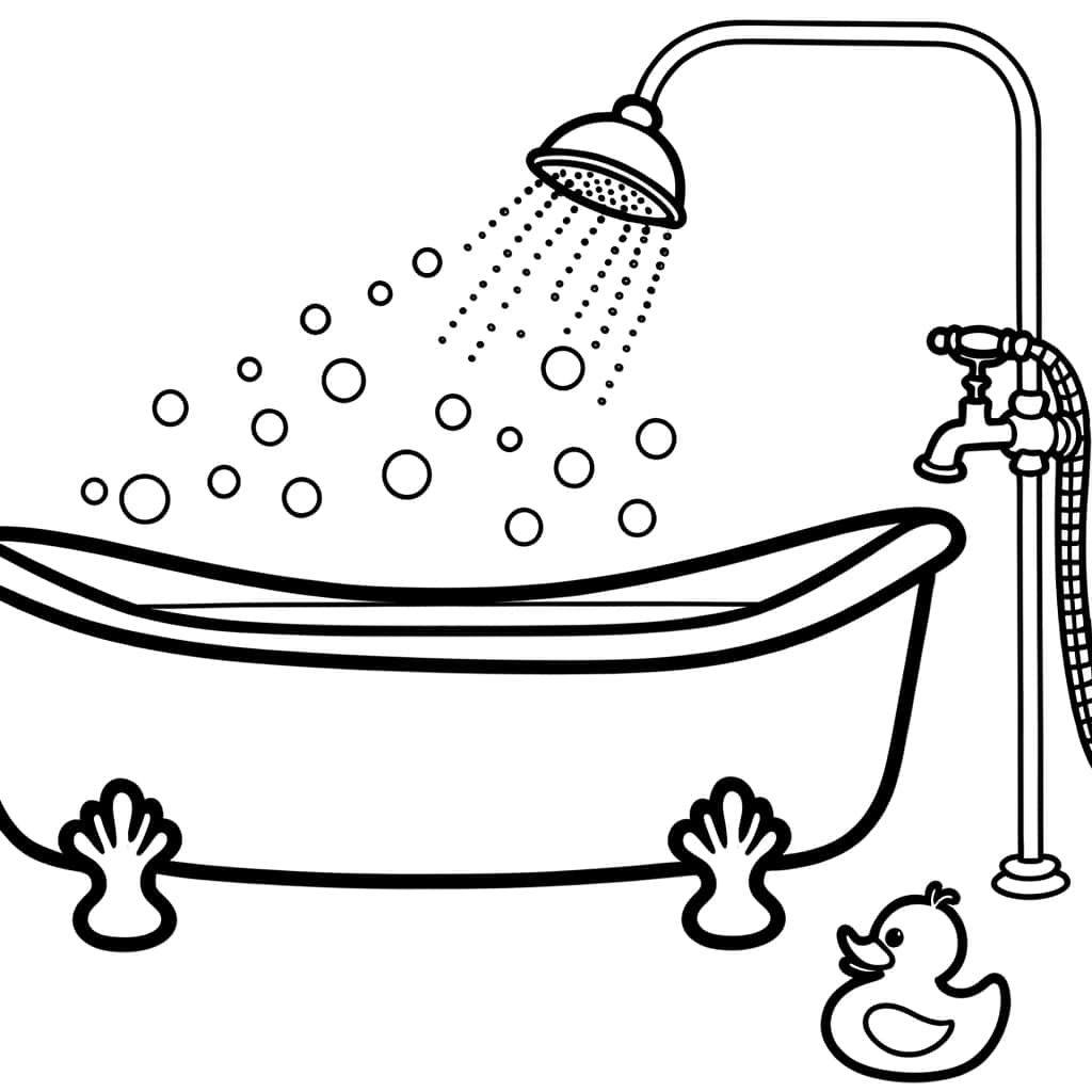 Coloriage Baignoire amusante à imprimer et colorier