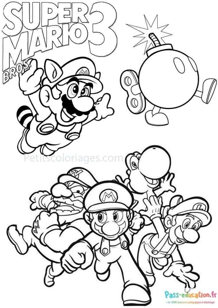 Coloriage Aventure de Super Mario à imprimer et colorier