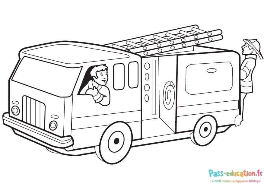 Coloriage Camion de pompiers à imprimer et colorier