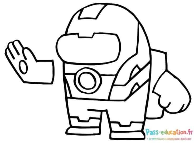 Coloriage Iron Man saluant à imprimer et colorier
