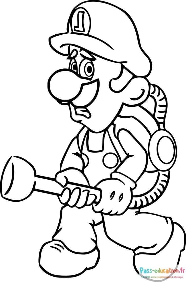 Coloriage Luigi Plombier à imprimer et colorier