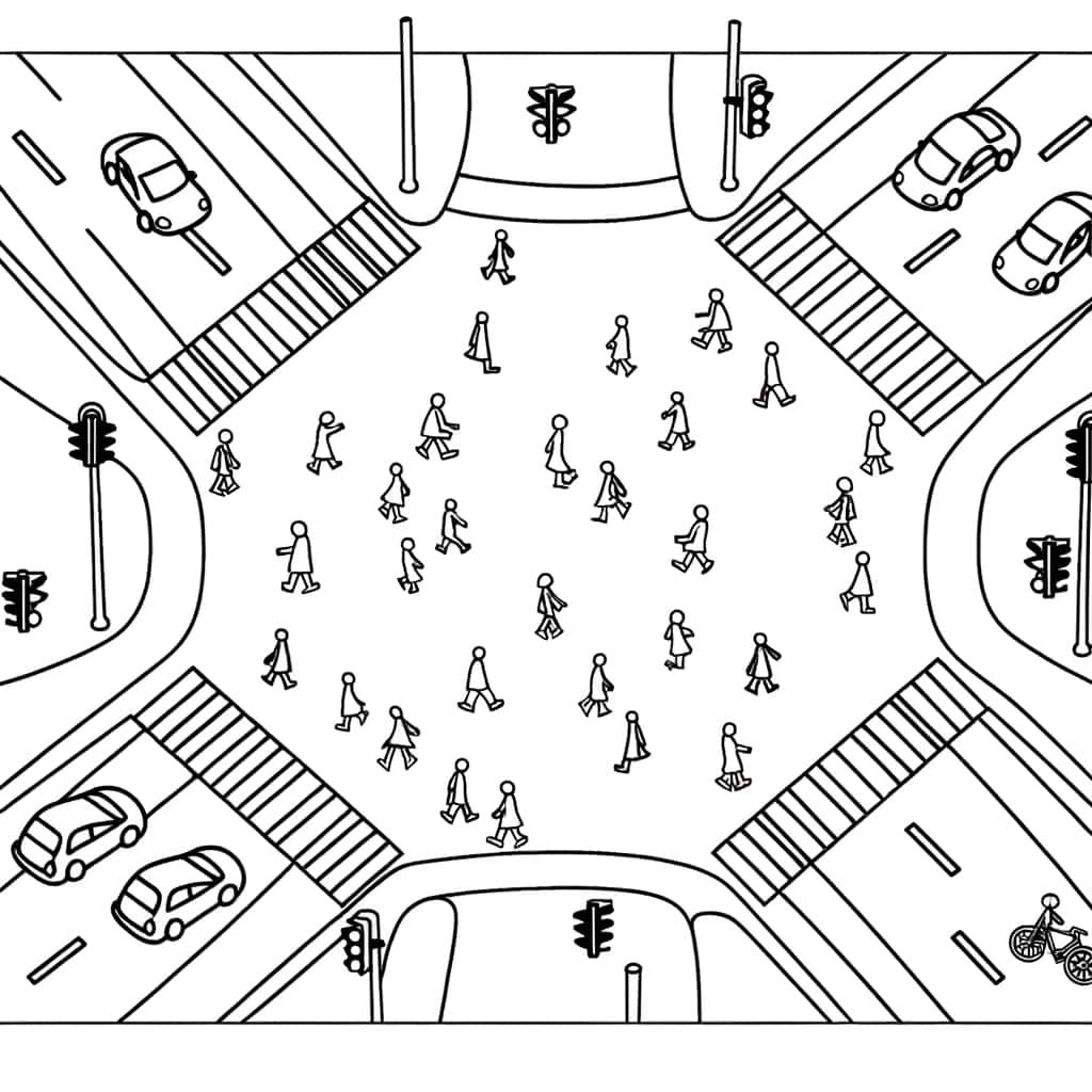 Coloriage Intersection animée à imprimer et colorier