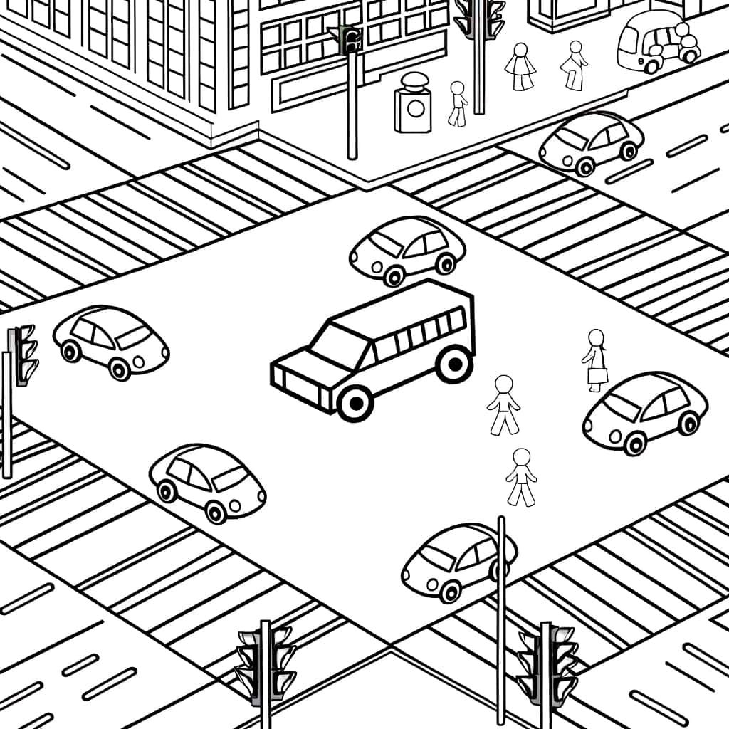 Coloriage Intersection animée à imprimer et colorier