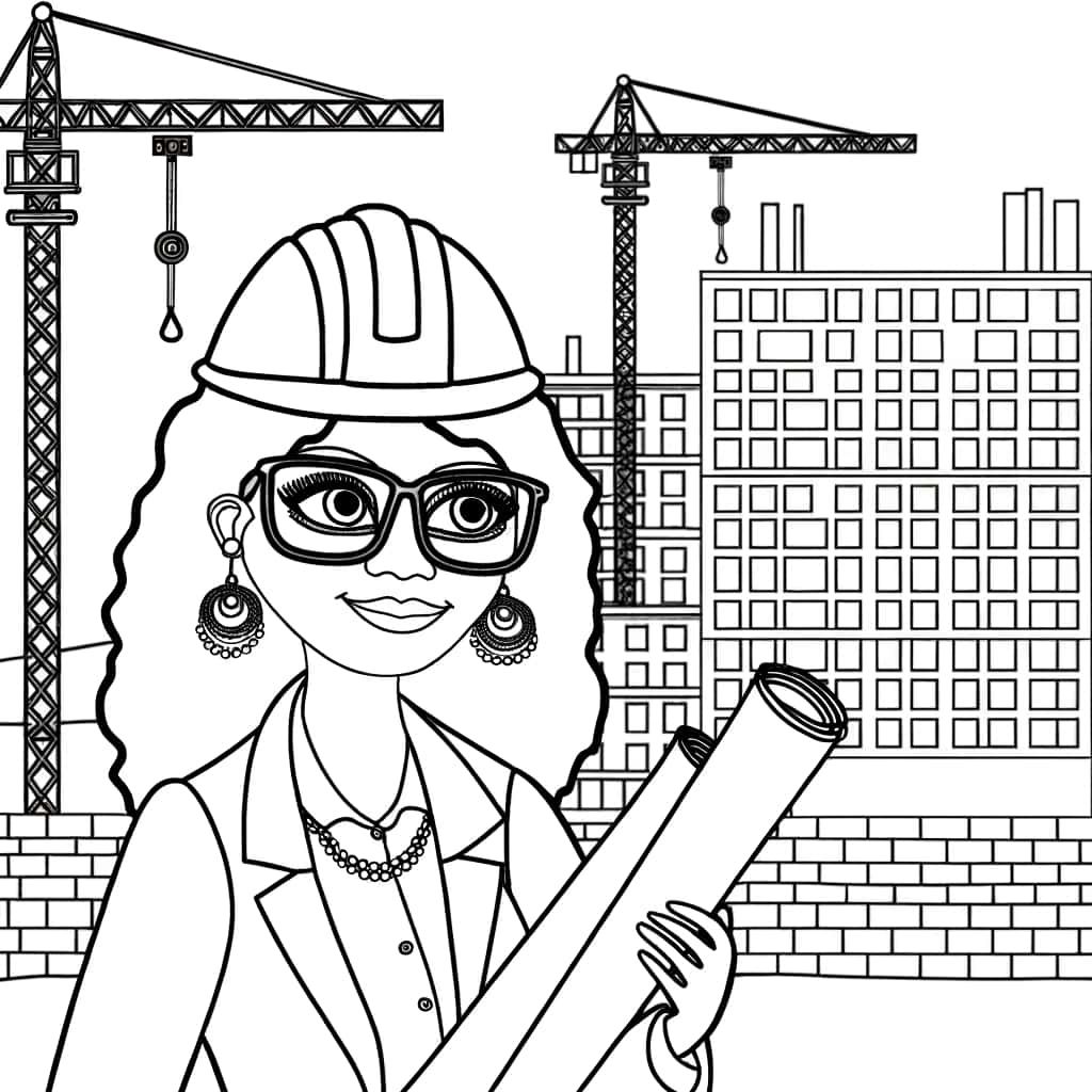 Coloriage Architecte sur chantier à imprimer et colorier