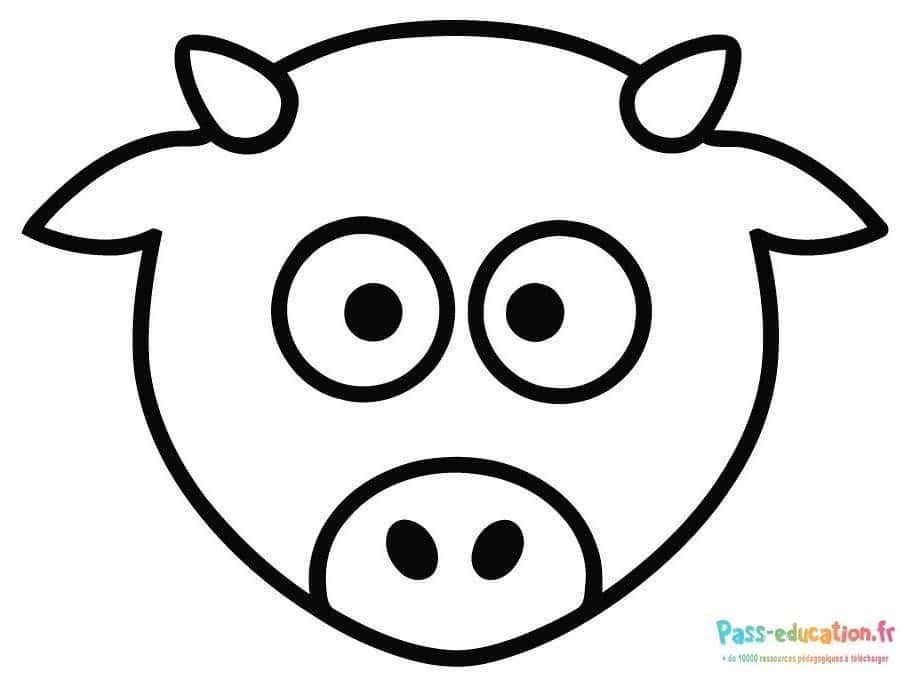 Coloriage Visage cochon à imprimer et colorier