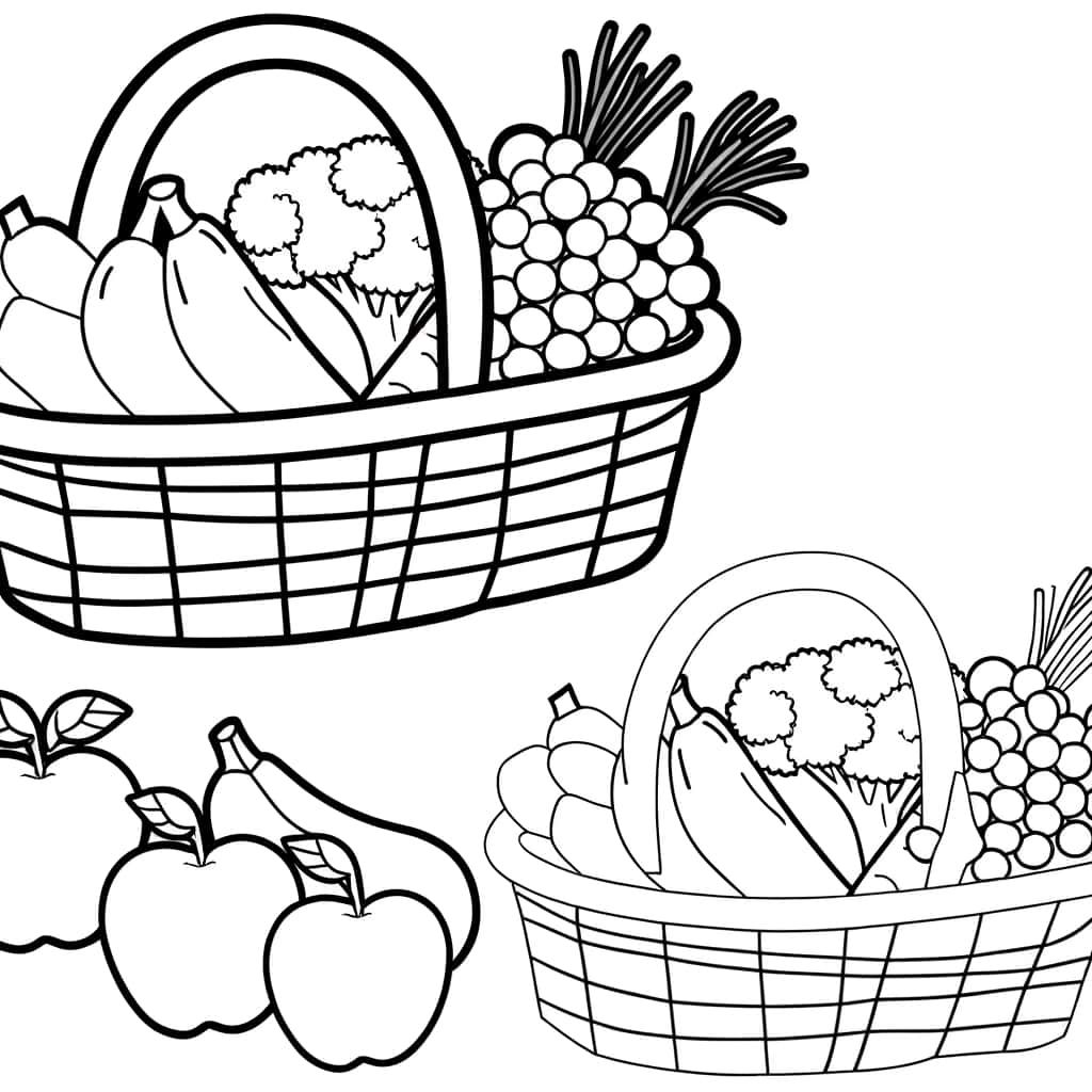 Coloriage Paniers de fruits à imprimer et colorier