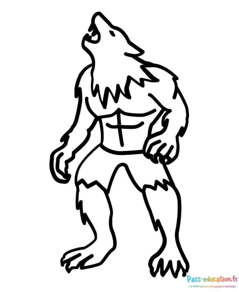 Coloriage Loup-garou musclé à imprimer et colorier
