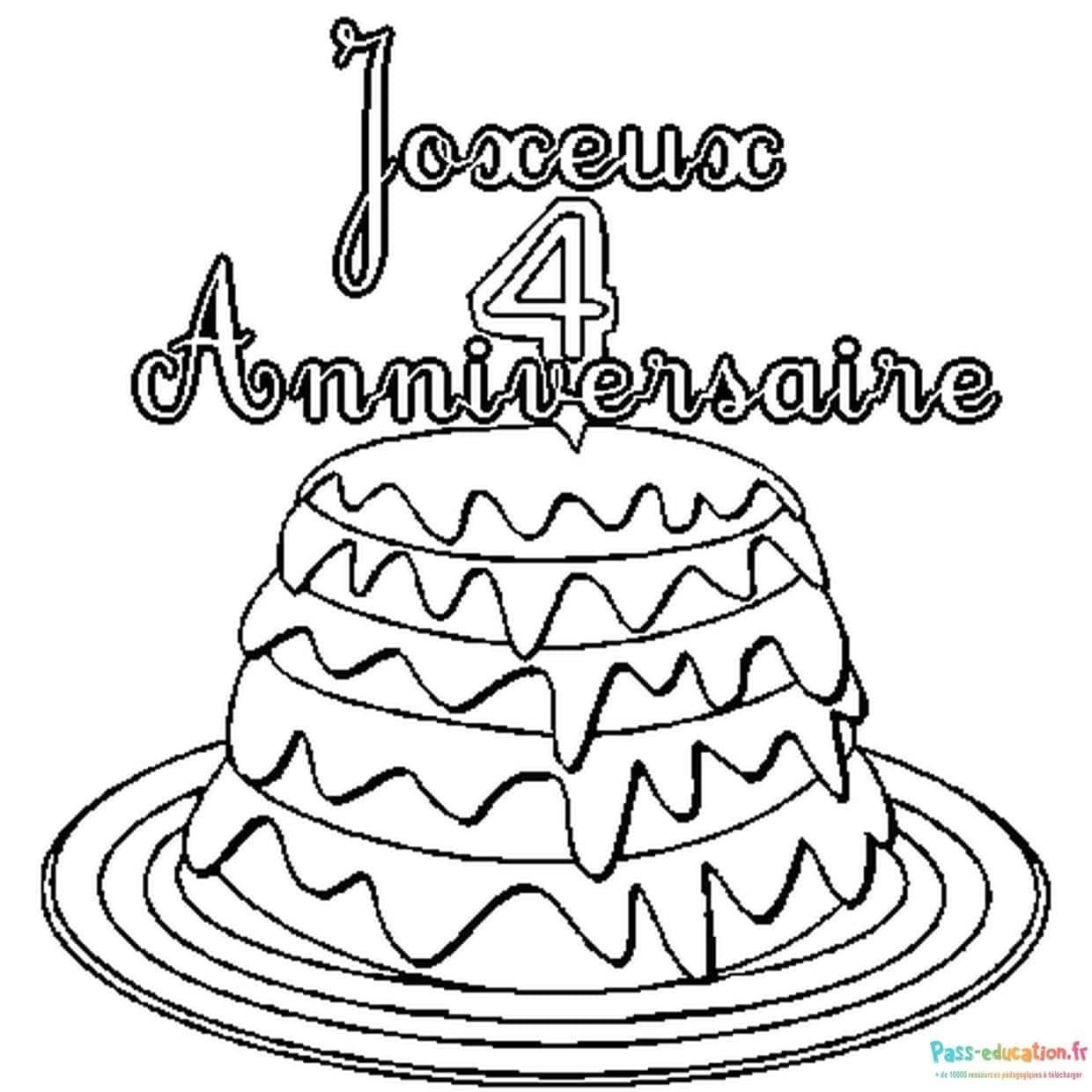 Coloriage Gâteau d'anniversaire à imprimer et colorier