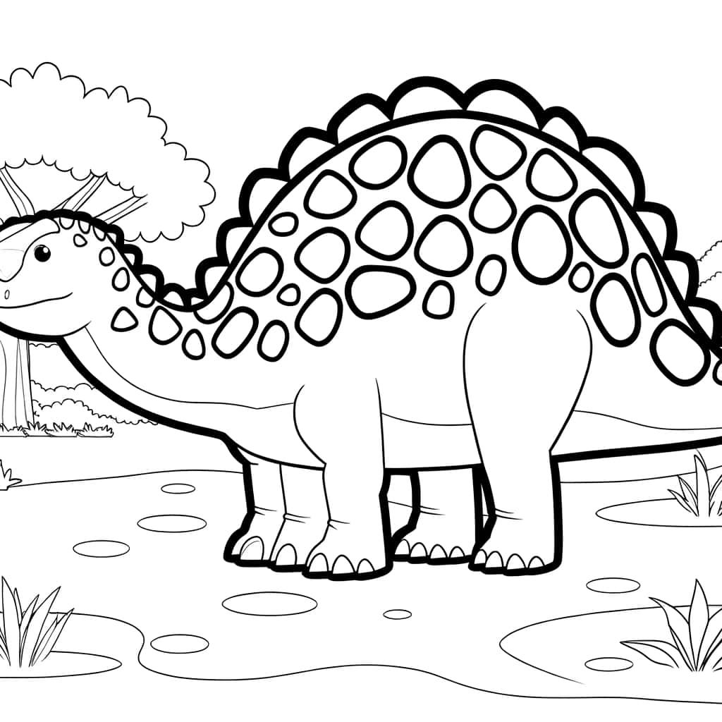 Coloriage Ankylosaure prêt à colorier à imprimer et colorier