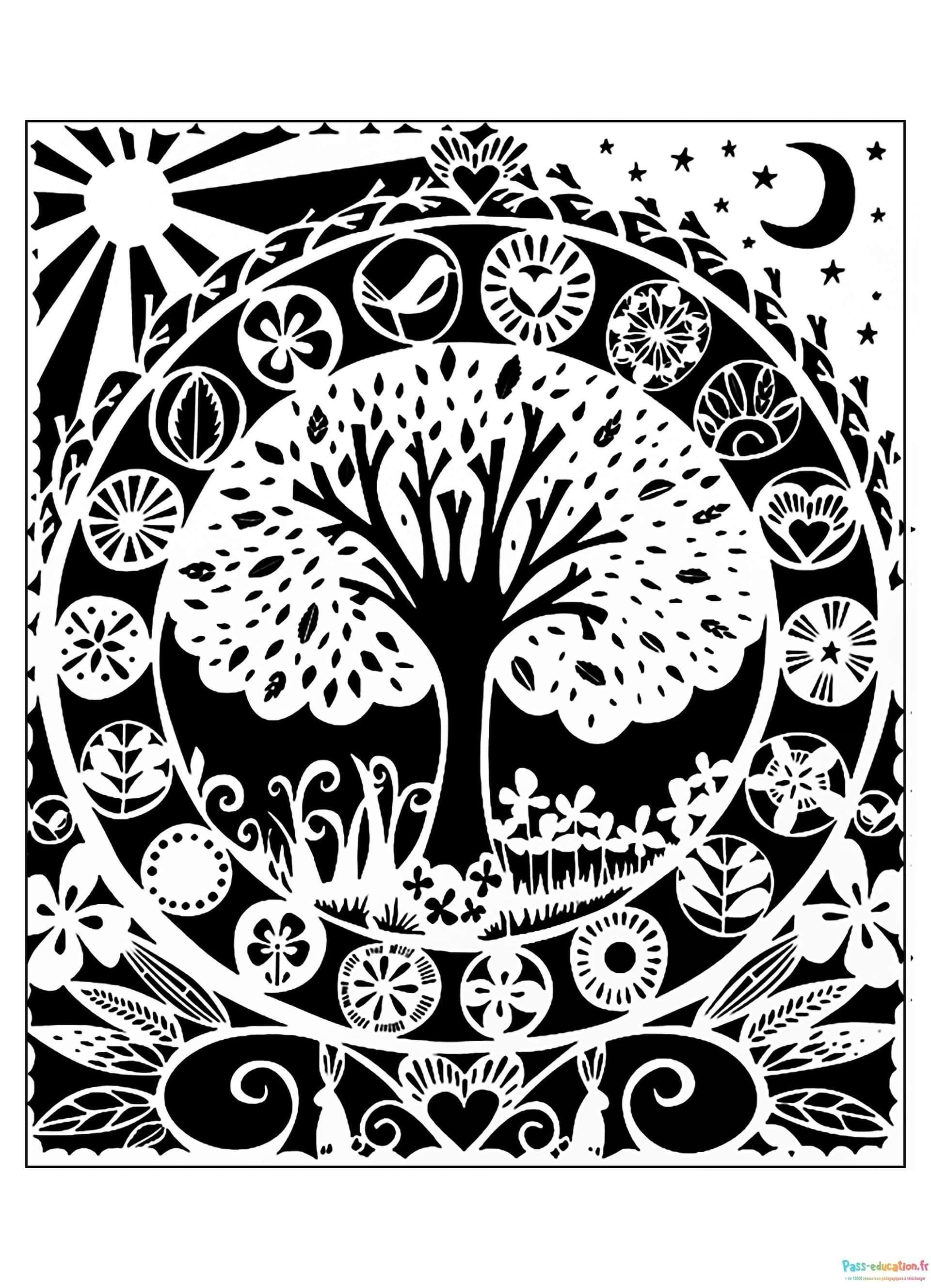 Coloriage Arbre féerique à imprimer et colorier
