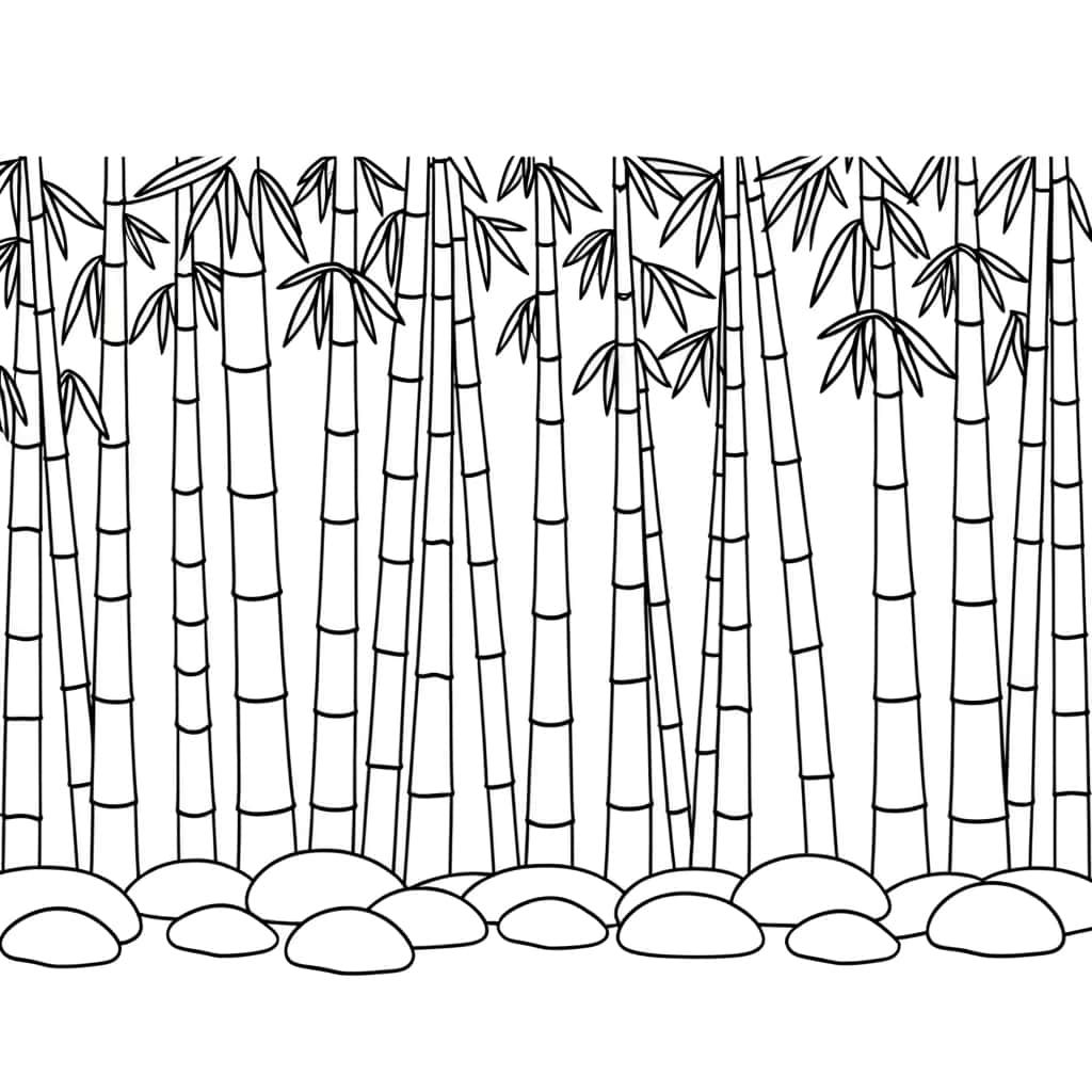 Coloriage Forêt de bambous à imprimer et colorier