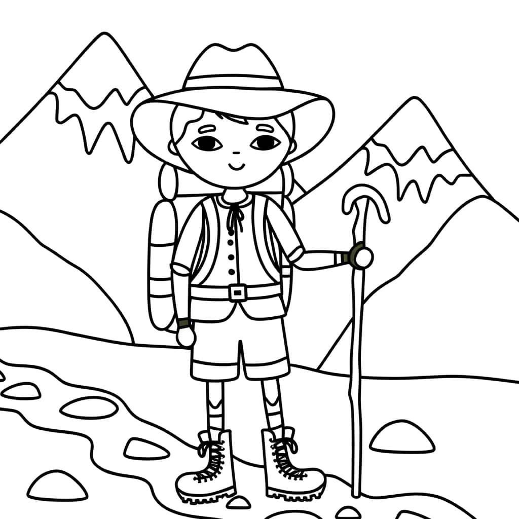 Coloriage Aventurier en montagne à imprimer et colorier