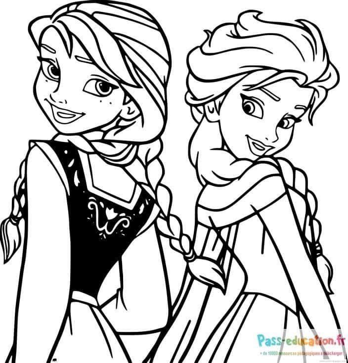 Coloriage Elsa et Anna à imprimer et colorier