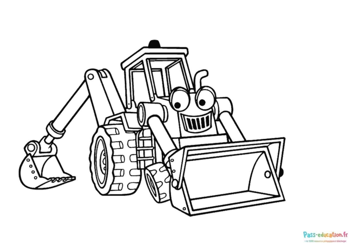 Coloriage Tractopelle souriante à imprimer et colorier