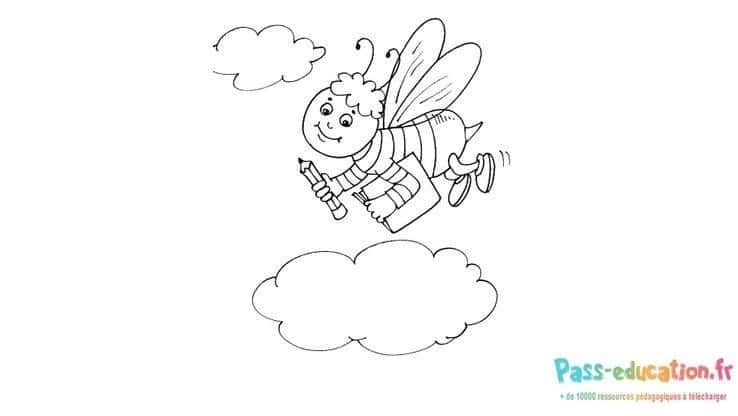 Coloriage Abeille volante à imprimer et colorier