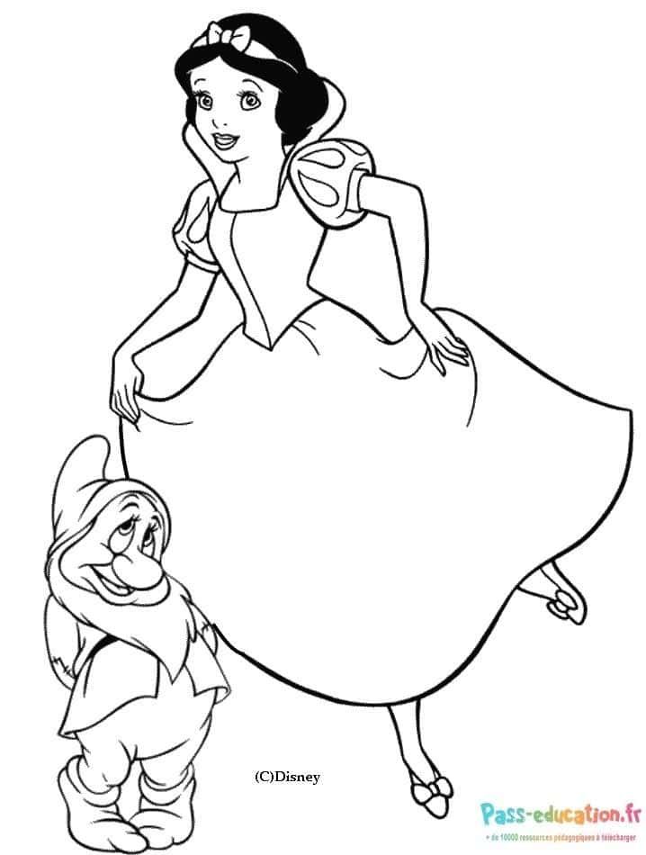 Coloriage Blanche Neige et Nain à imprimer et colorier