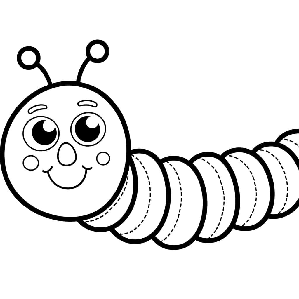 Coloriage Chenille souriante à imprimer et colorier