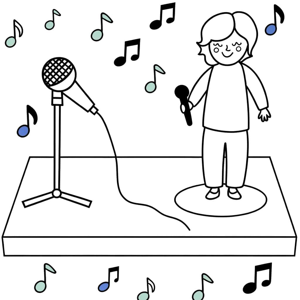 Coloriage Chanteur sur scène à imprimer et colorier