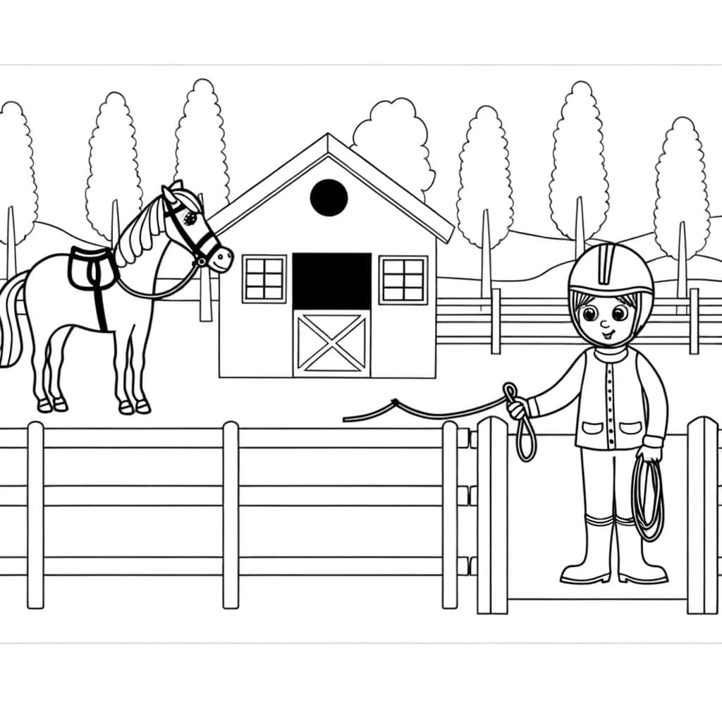 Coloriage Centre équestre à imprimer et colorier