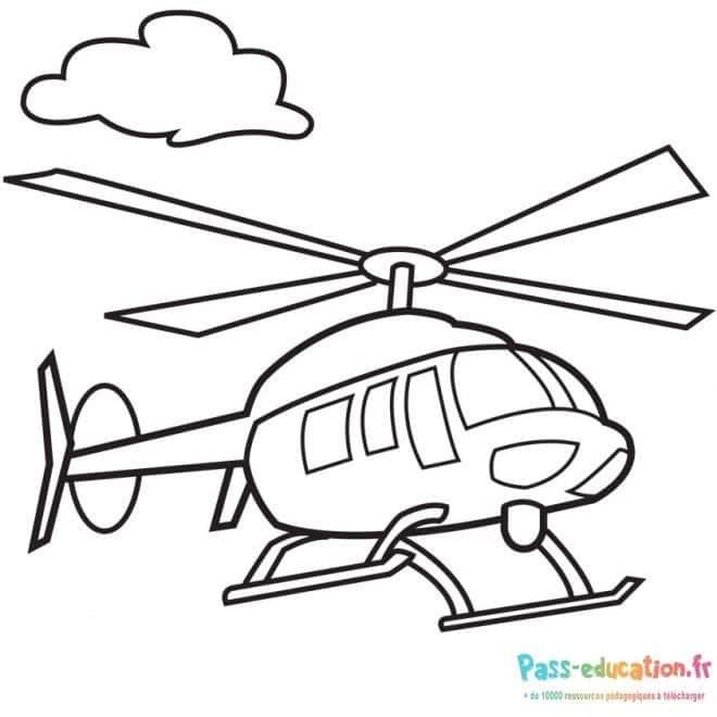 Coloriage Hélicoptère volant à imprimer et colorier
