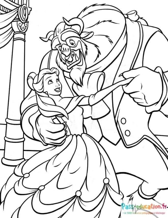 Coloriage Belle et la Bête à imprimer et colorier
