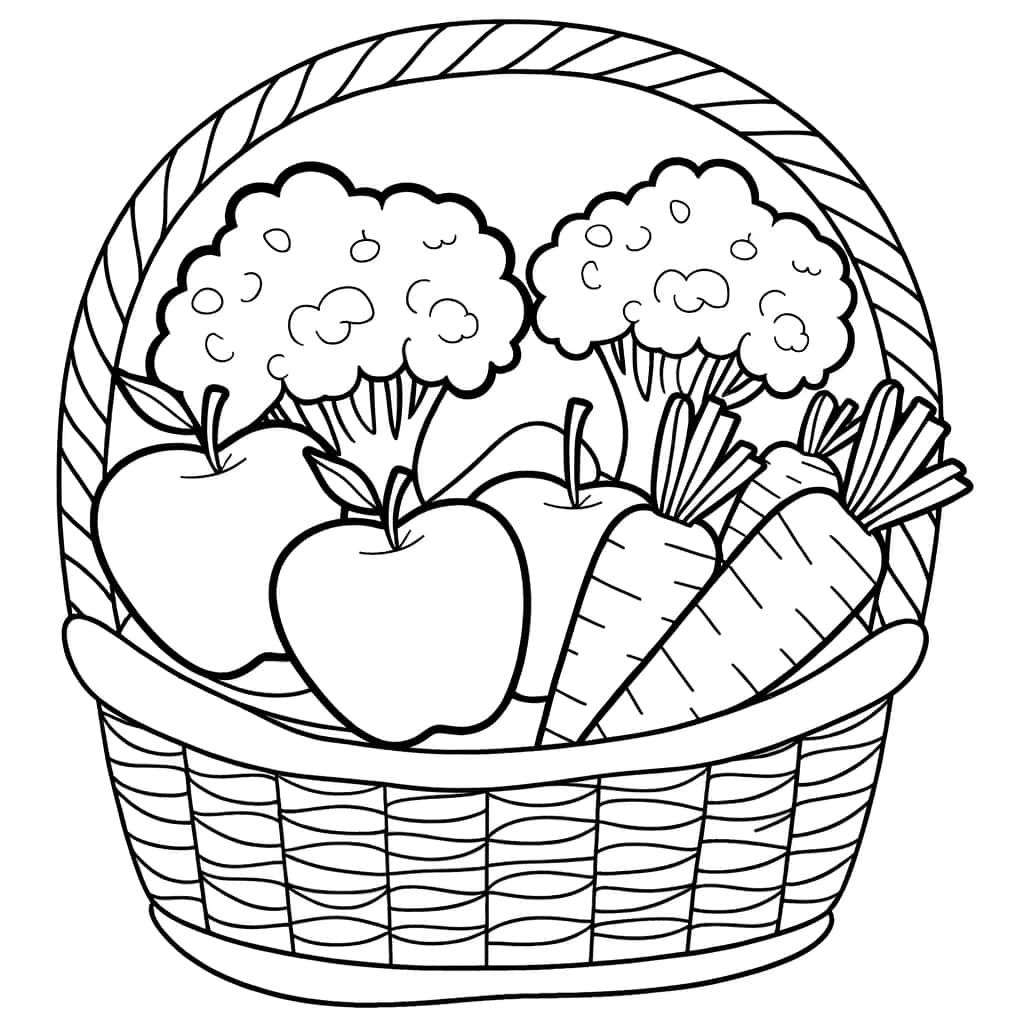 Coloriage Panier de légumes à imprimer et colorier