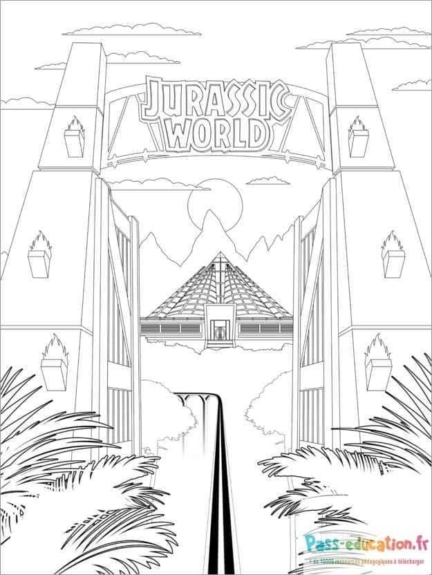 Coloriage Porte Jurassic World à imprimer et colorier