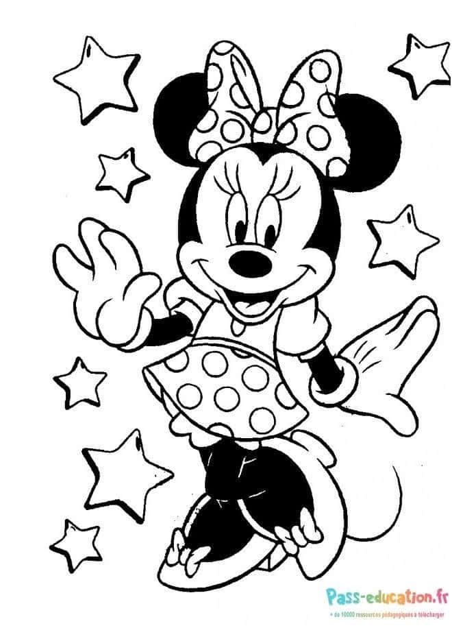 Coloriage Minnie joyeuse à imprimer et colorier
