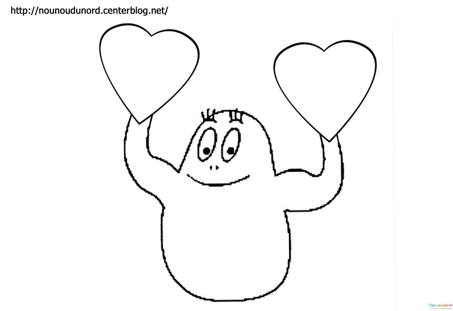 Coloriage Barbapapa cœurs à imprimer et colorier