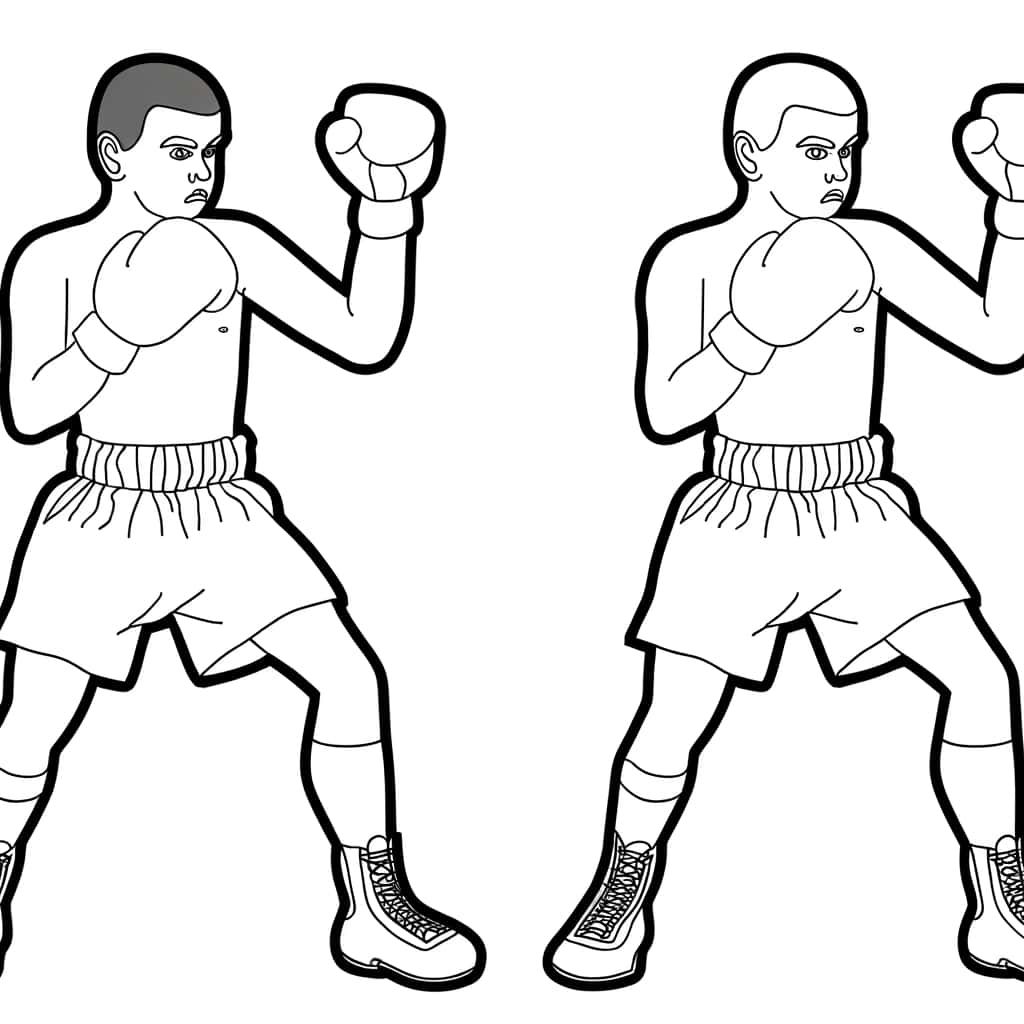Coloriage Boxeur en action à imprimer et colorier