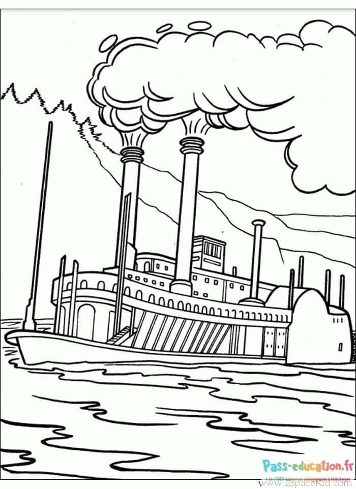 Coloriage Bateau à vapeur à imprimer et colorier
