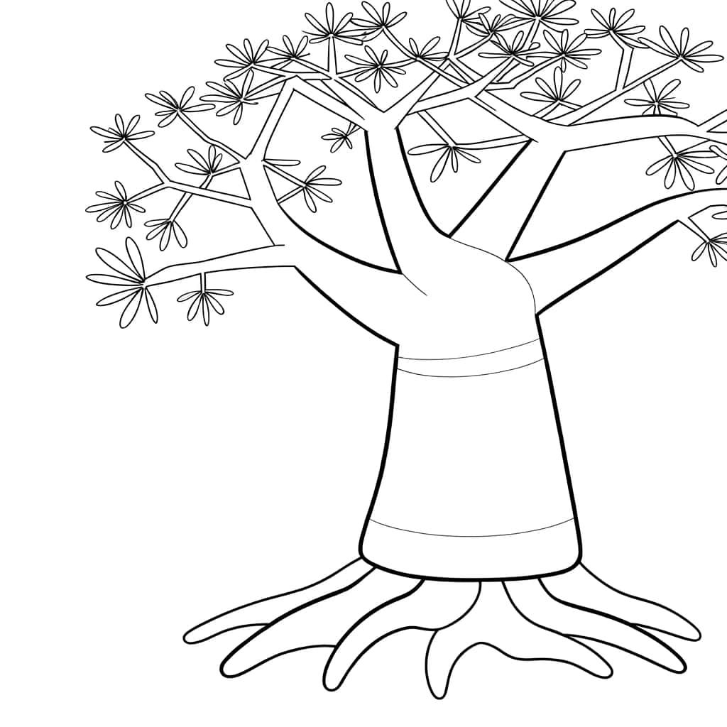 Coloriage Baobab africain à imprimer et colorier