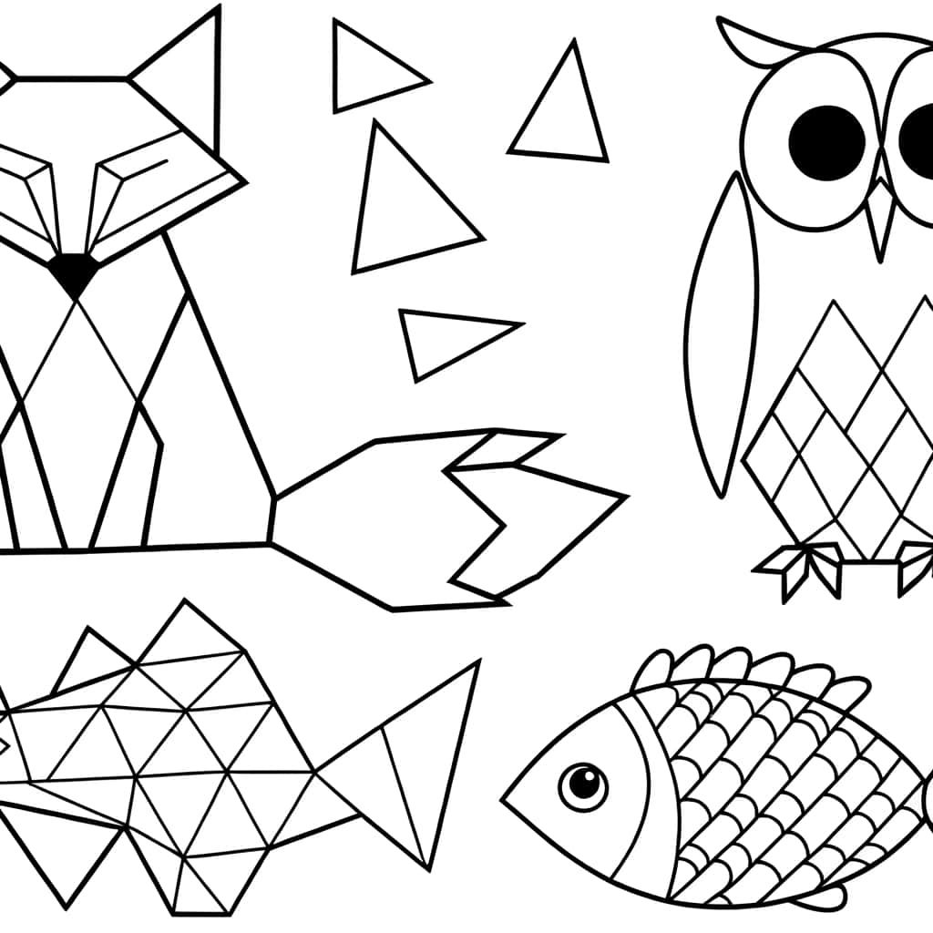 Coloriage Animaux géométriques à imprimer et colorier