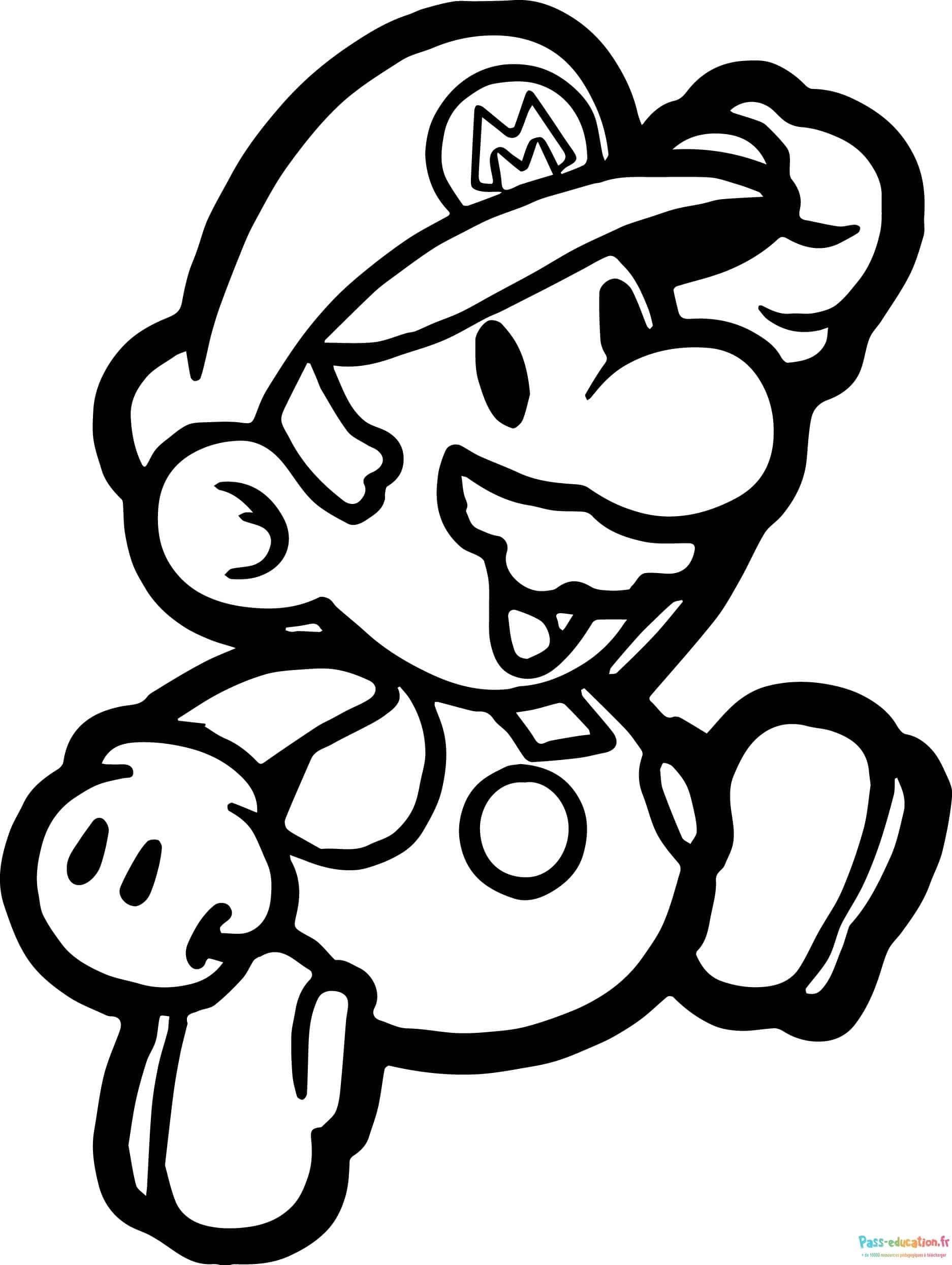Coloriage Mario souriant à imprimer et colorier