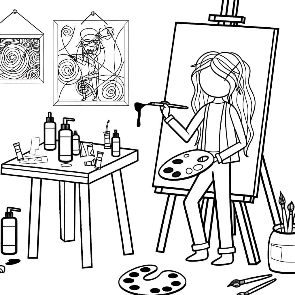 Coloriage Artiste Peintre à imprimer et colorier