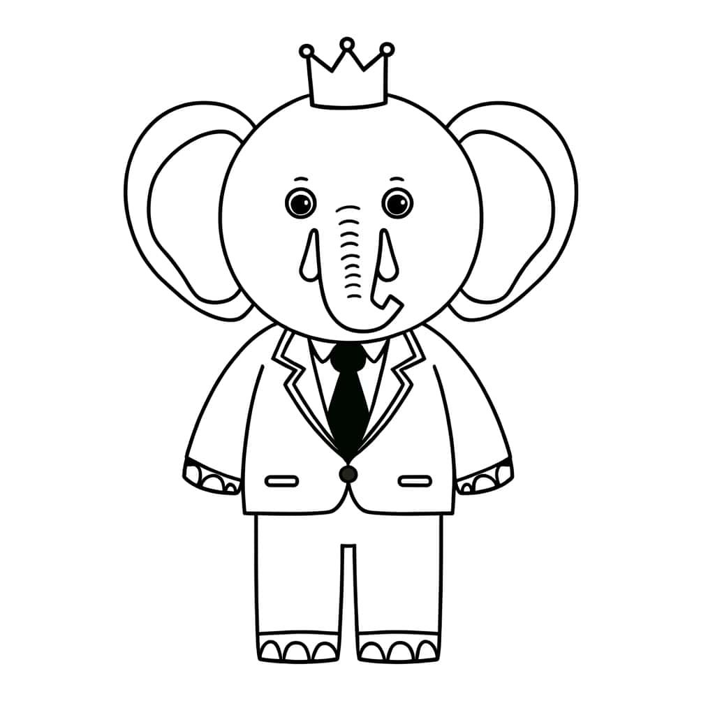 Coloriage Éléphant roi dessiné à imprimer et colorier