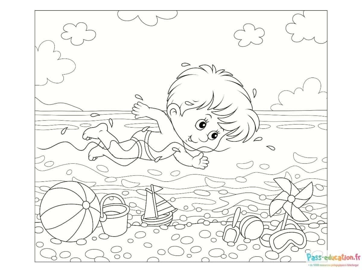 Coloriage Plage enfantine à imprimer et colorier