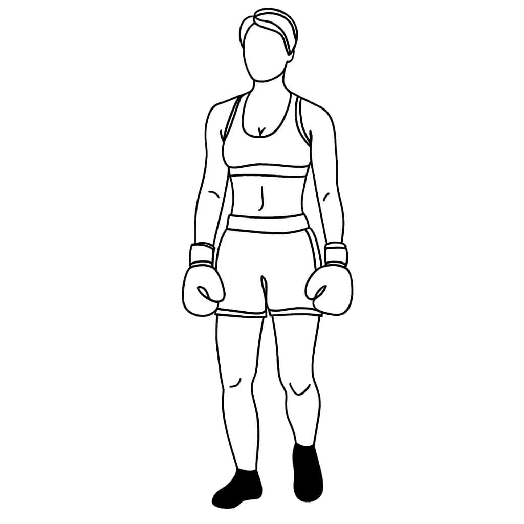 Coloriage Boxeuse athlétique à imprimer et colorier