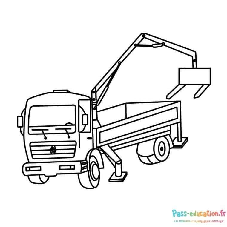 Coloriage Camion benne articulé à imprimer et colorier