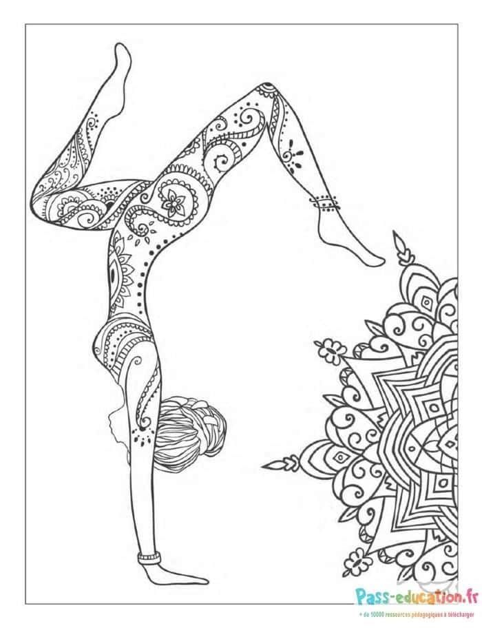 Coloriage Jeune gymnaste mandala à imprimer et colorier