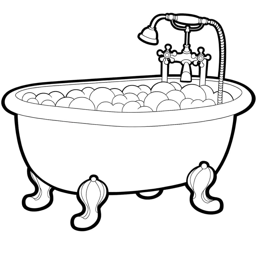 Coloriage Baignoire avec bulles à imprimer et colorier