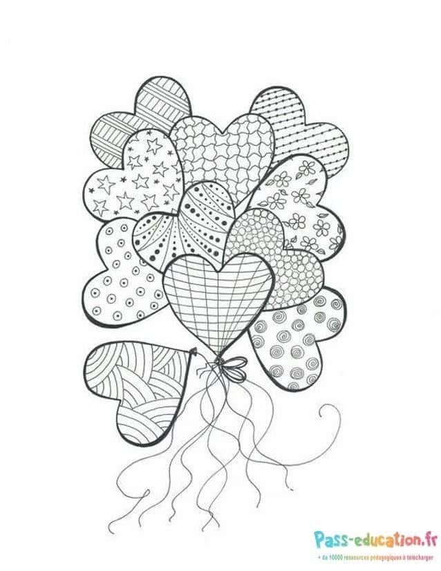 Coloriage Bouquet de cœurs à imprimer et colorier