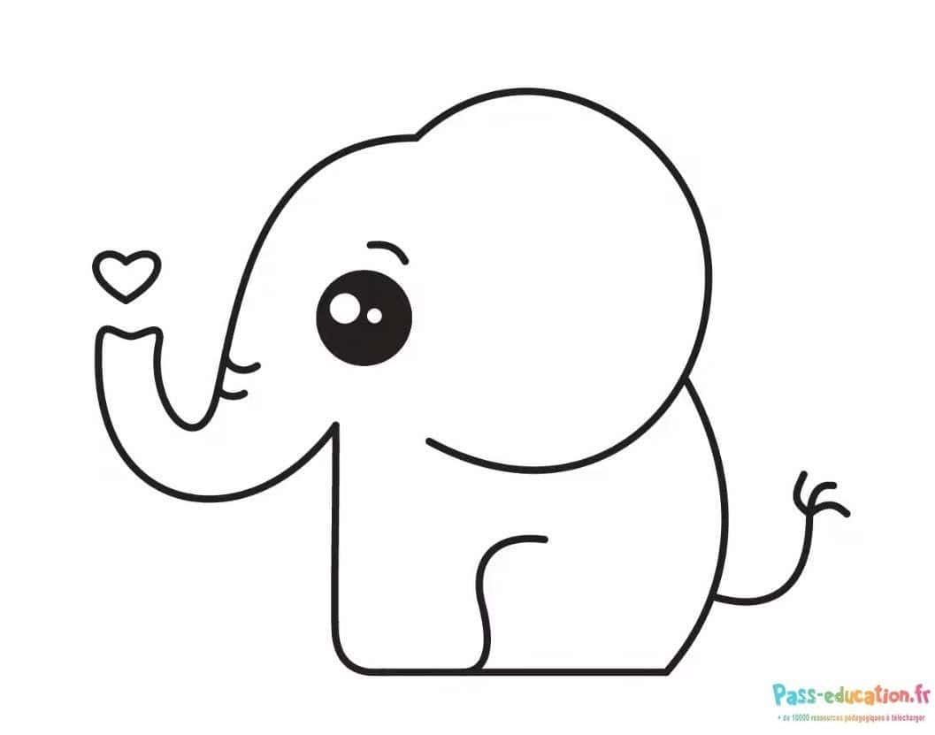 Coloriage Éléphant amoureux à imprimer et colorier